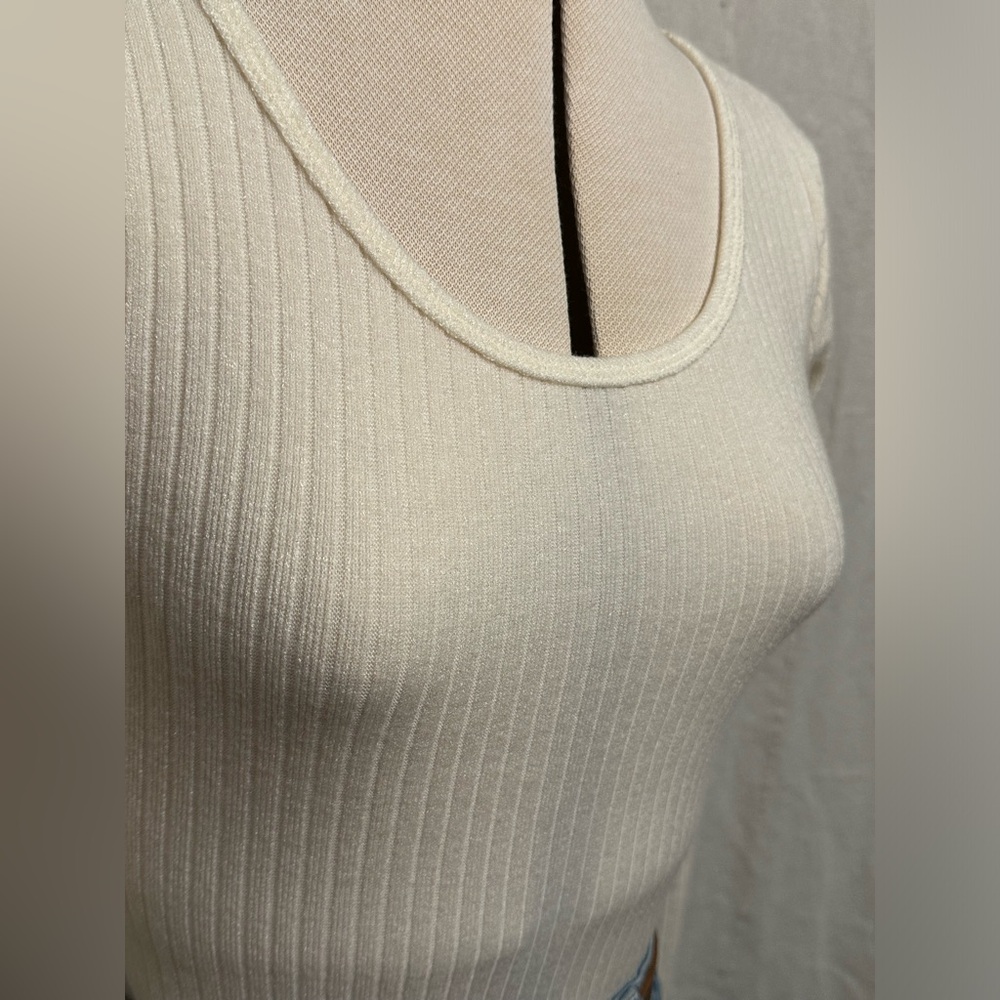 Stretchy Joe Fresh Off-White Ribbed Top